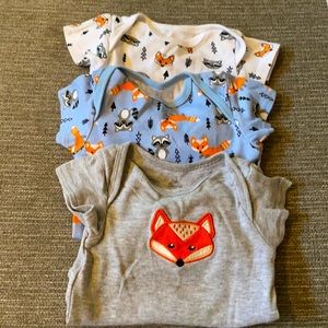 Fox and Raccoon Onesies 3 set pair 3-6 months